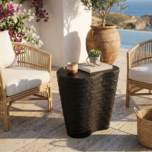   Black Ridged Indoor/Outdoor End Table | Oroa.com