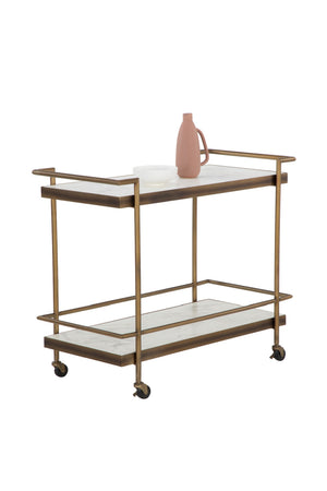 Modern European furniture - White Marble Look Bar Cart - www.oroa.com
