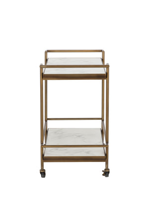 Modern European furniture - White Marble Look Bar Cart - www.oroa.com