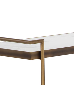 Modern European furniture - White Marble Look Bar Cart - www.oroa.com