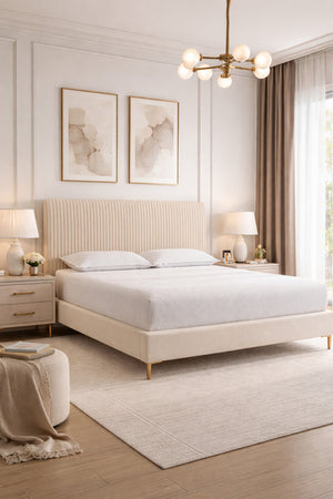 Modern European furniture - Vertical-Tufted Queen Bed - www.oroa.com