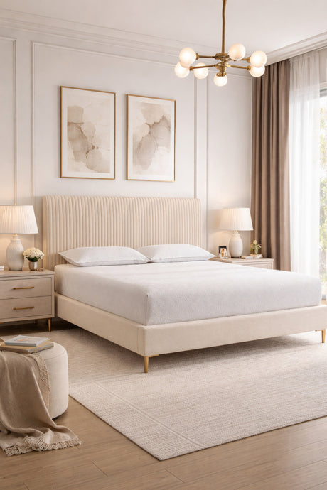 Modern European furniture - Vertical-Tufted Queen Bed - www.oroa.com