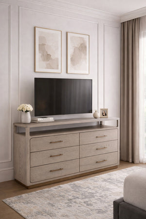 Modern European furniture - 6-Drawer Oak Veneer Dresser - www.oroa.com