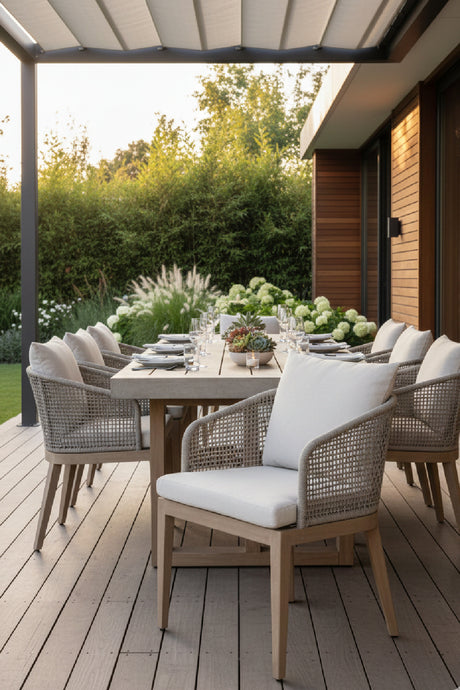 Modern European furniture - Contemporary Indoor/Outdoor Weave & Teak Dining Chair - www.oroa.com