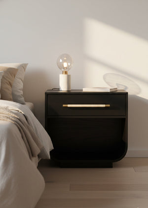 Modern European furniture - Modern Oak Curved Nightstand - www.oroa.com