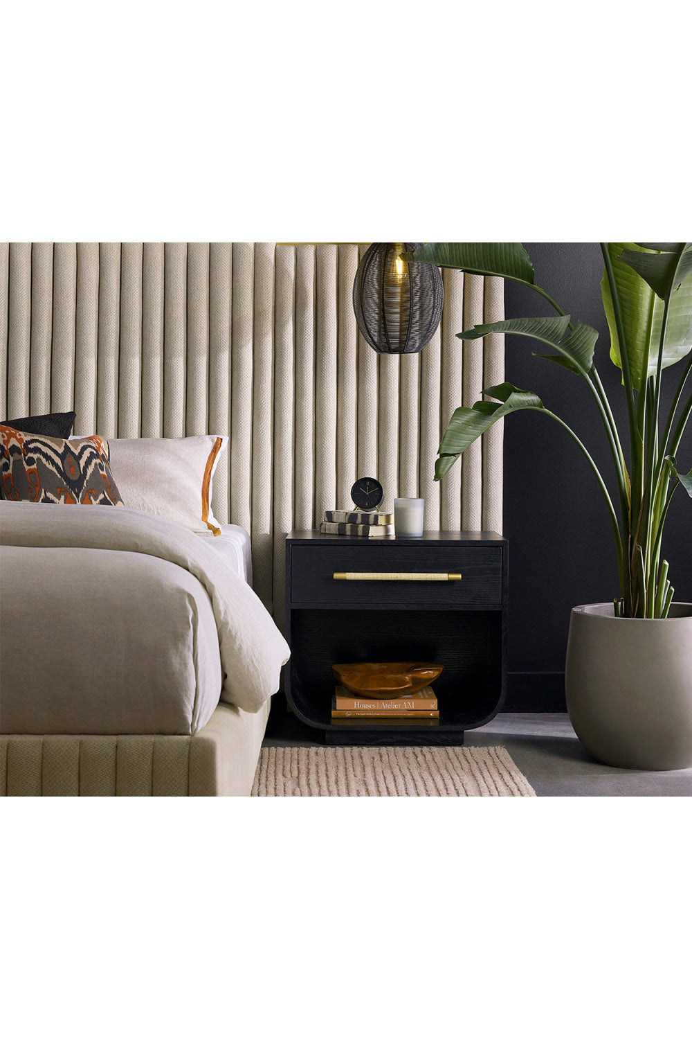 Modern European furniture - Modern Oak Curved Nightstand - www.oroa.com