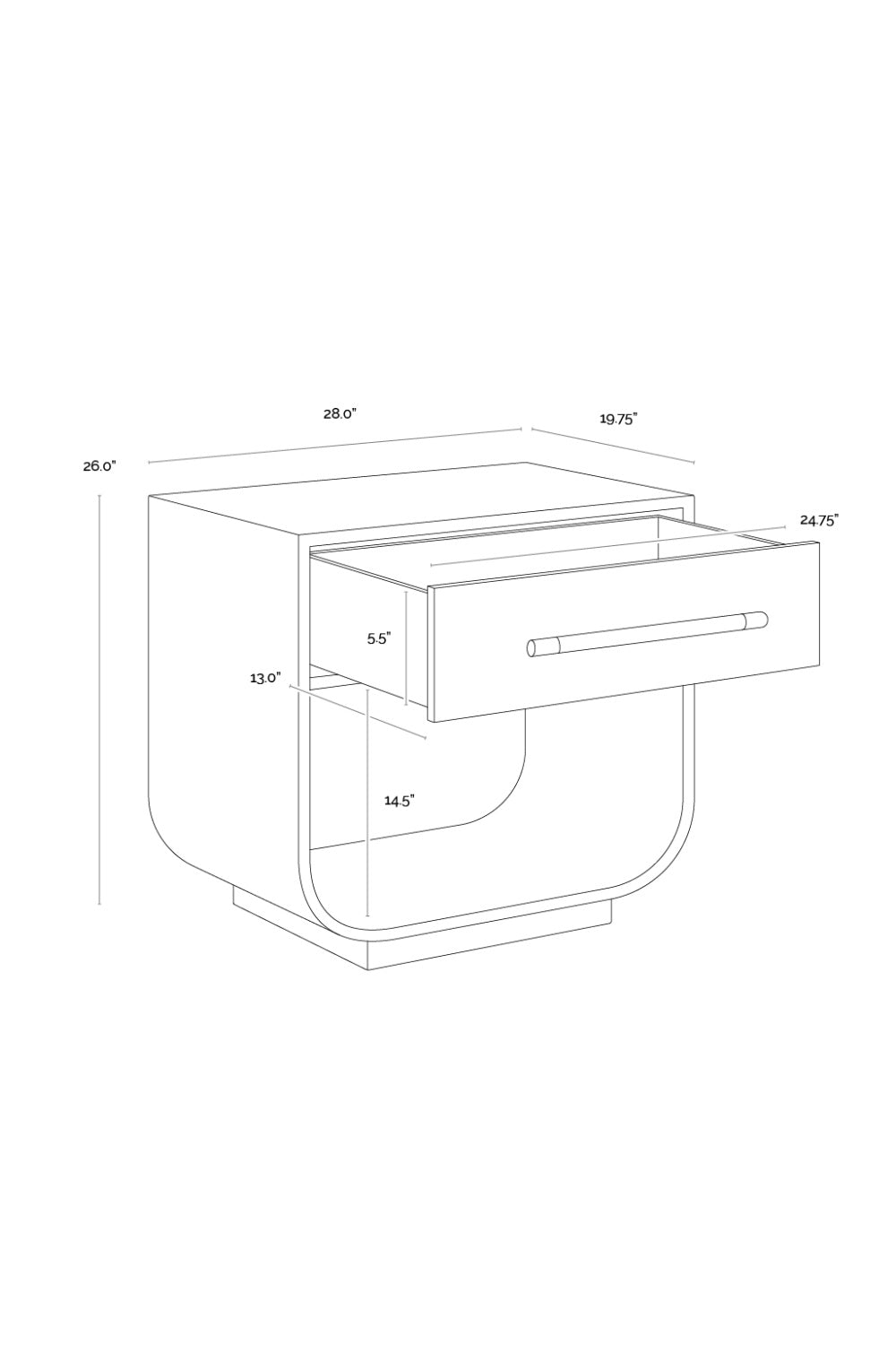 Modern European furniture - Modern Oak Curved Nightstand - www.oroa.com