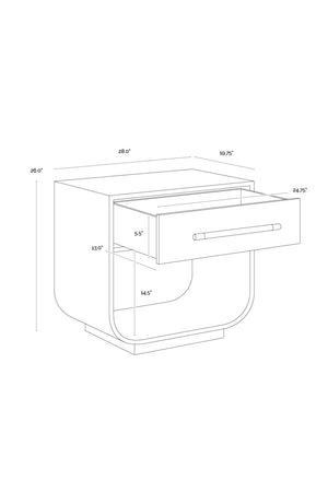 Modern European furniture - Modern Oak Curved Nightstand - www.oroa.com