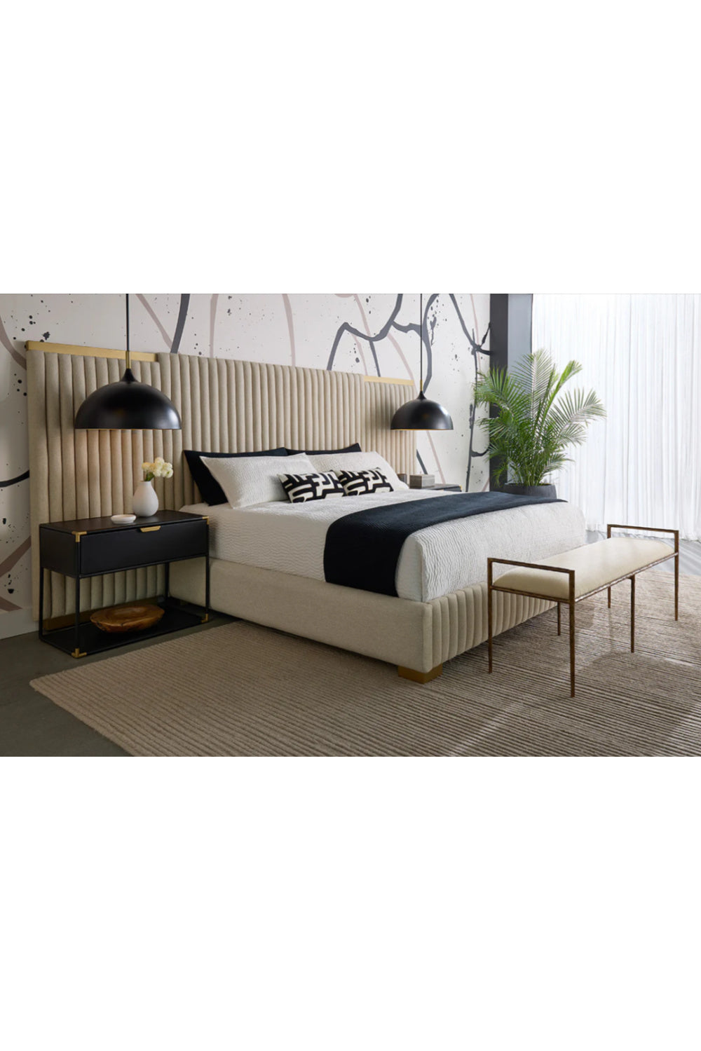 Modern European furniture - Channeled Panel Headboard King Bed - www.oroa.com