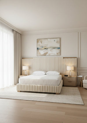Modern European furniture - Channeled Panel Headboard King Bed - www.oroa.com