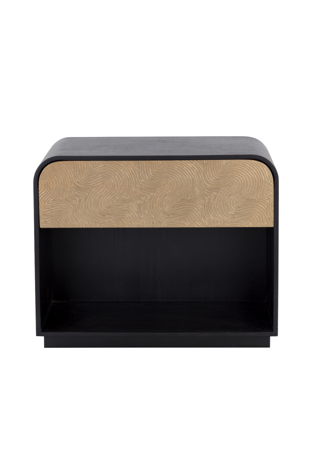 Modern European furniture - Champagne Gold Accented Black Nightstand - www.oroa.com