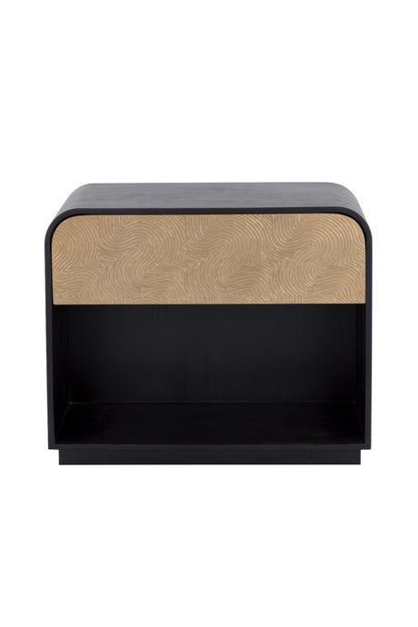 Modern European furniture - Champagne Gold Accented Black Nightstand - www.oroa.com