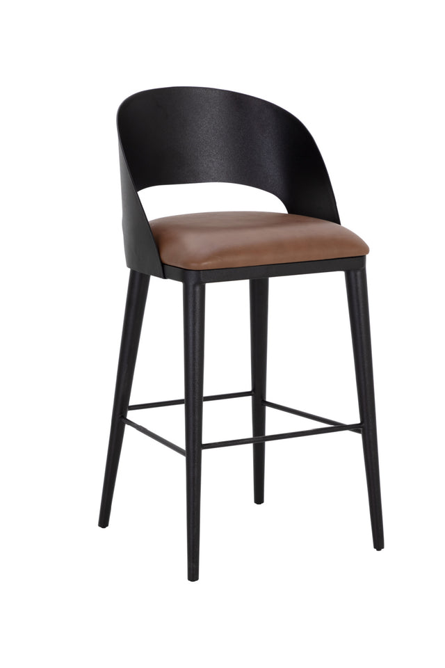 Modern European furniture - Brown Leather Seat Bar Stool - www.oroa.com