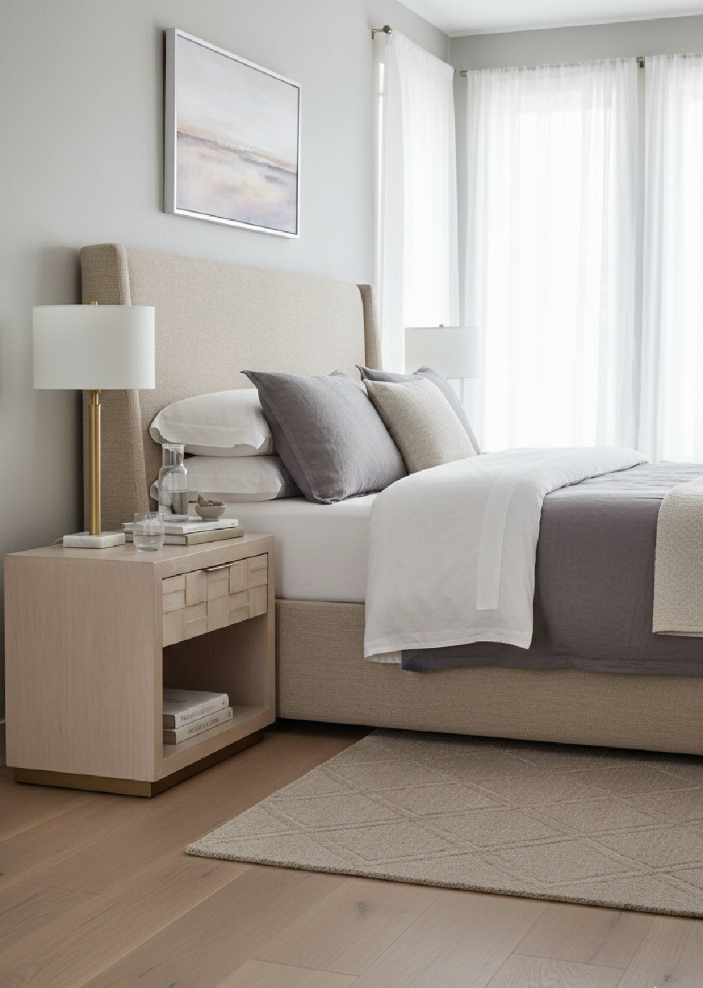 Modern European furniture - Light Oak Wood-Tile Nightstand - www.oroa.com