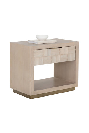 Modern European furniture - Light Oak Wood-Tile Nightstand - www.oroa.com