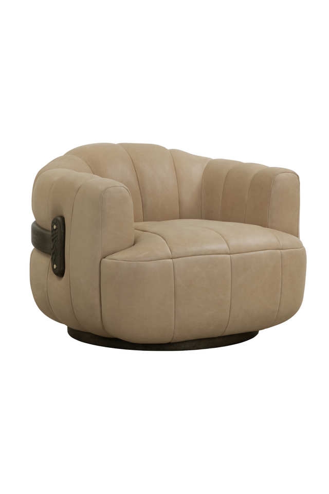 Modern European furniture - Oak Base Barrel Swivel Armchair - www.oroa.com