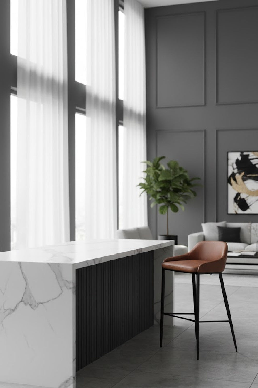 Modern European furniture - Low-Back Leather Look Bar Stool - www.oroa.com