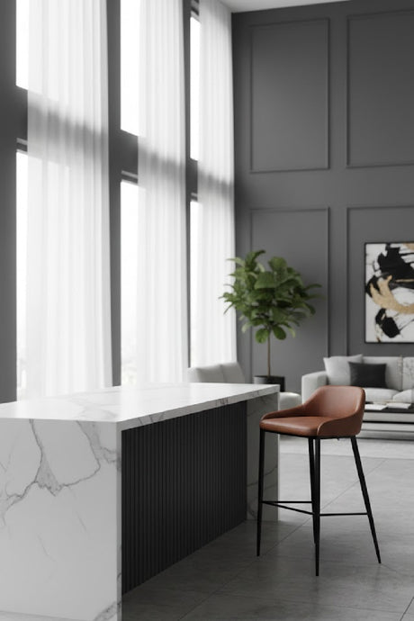 Modern European furniture - Low-Back Leather Look Bar Stool - www.oroa.com