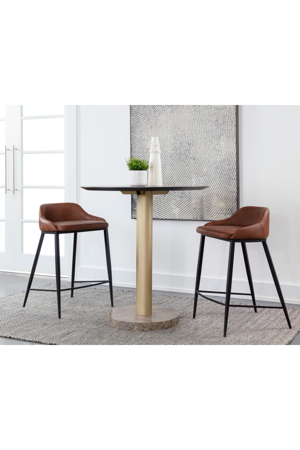 Modern European furniture - Low-Back Leather-Look Counter Stool - www.oroa.com