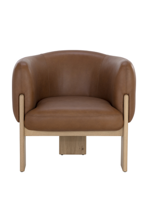 Modern European furniture - Brown Leather Curved Lounge Chair - www.oroa.com