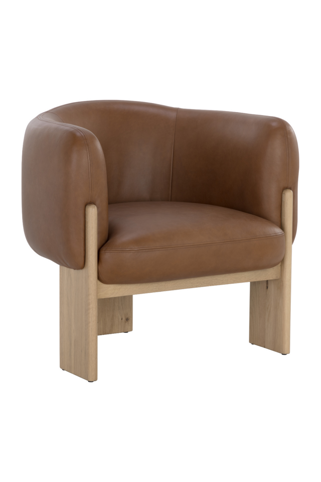 Modern European furniture - Brown Leather Curved Lounge Chair - www.oroa.com
