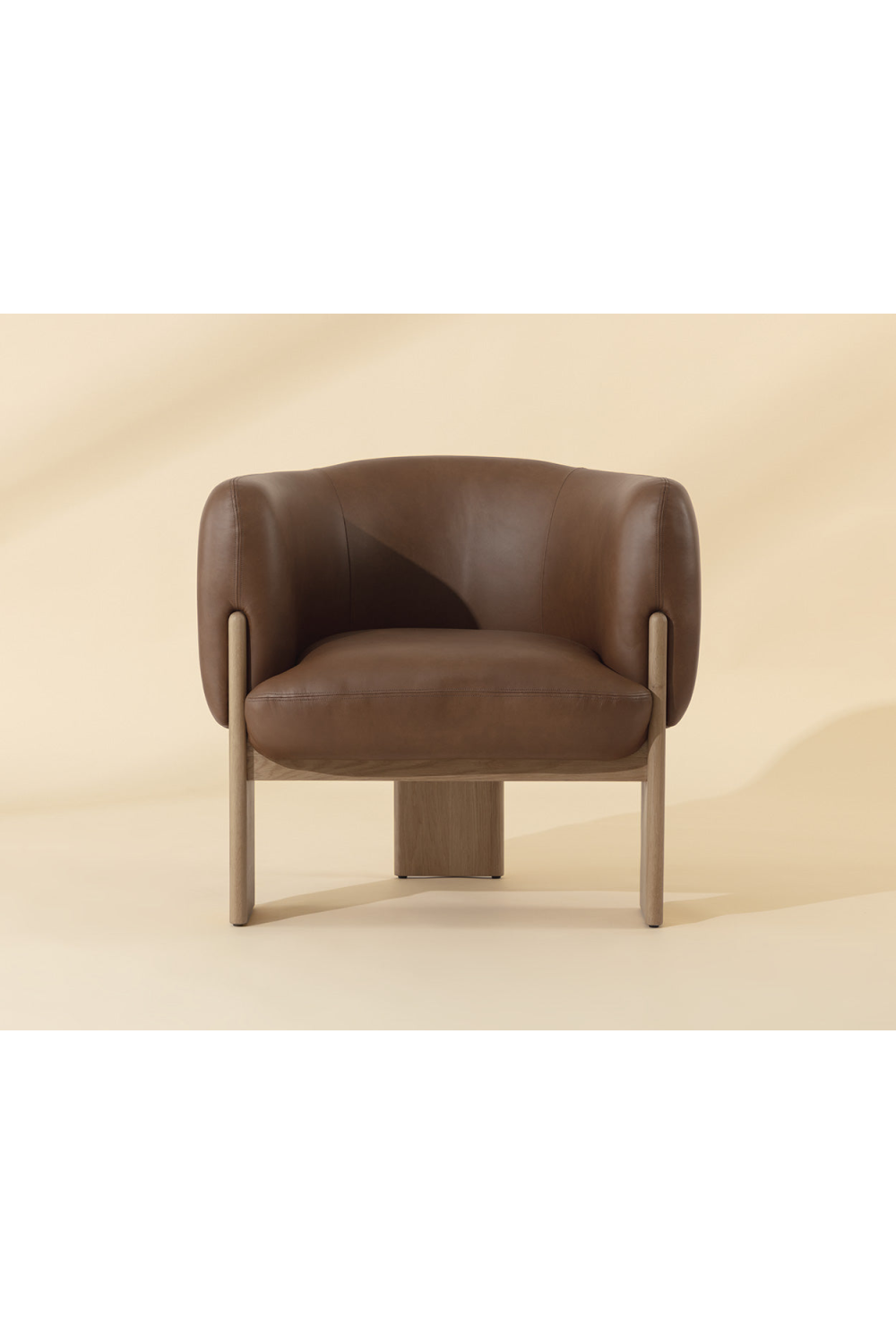 Modern European furniture - Brown Leather Curved Lounge Chair - www.oroa.com