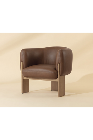 Modern European furniture - Brown Leather Curved Lounge Chair - www.oroa.com