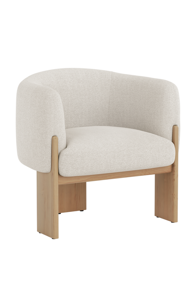 Modern European furniture - Cream Fabric Curved Lounge Chair - www.oroa.com