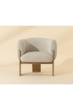 Modern European furniture - Cream Fabric Curved Lounge Chair - www.oroa.com