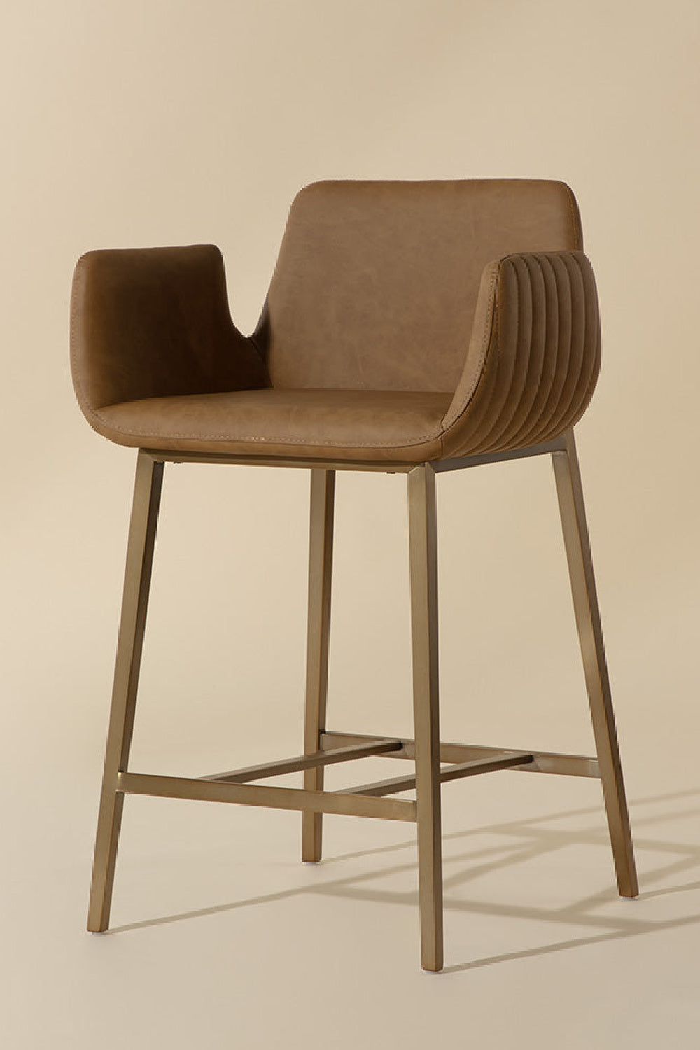 Modern European furniture - Leather-Look Channeled Arm Counter Stool - www.oroa.com