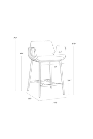 Modern European furniture - Leather-Look Channeled Arm Counter Stool - www.oroa.com