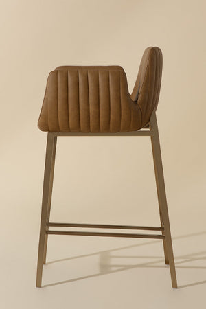 Modern European furniture - Leather-Look Channeled Arm Counter Stool - www.oroa.com