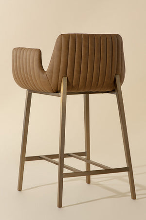 Modern European furniture - Leather-Look Channeled Arm Counter Stool - www.oroa.com