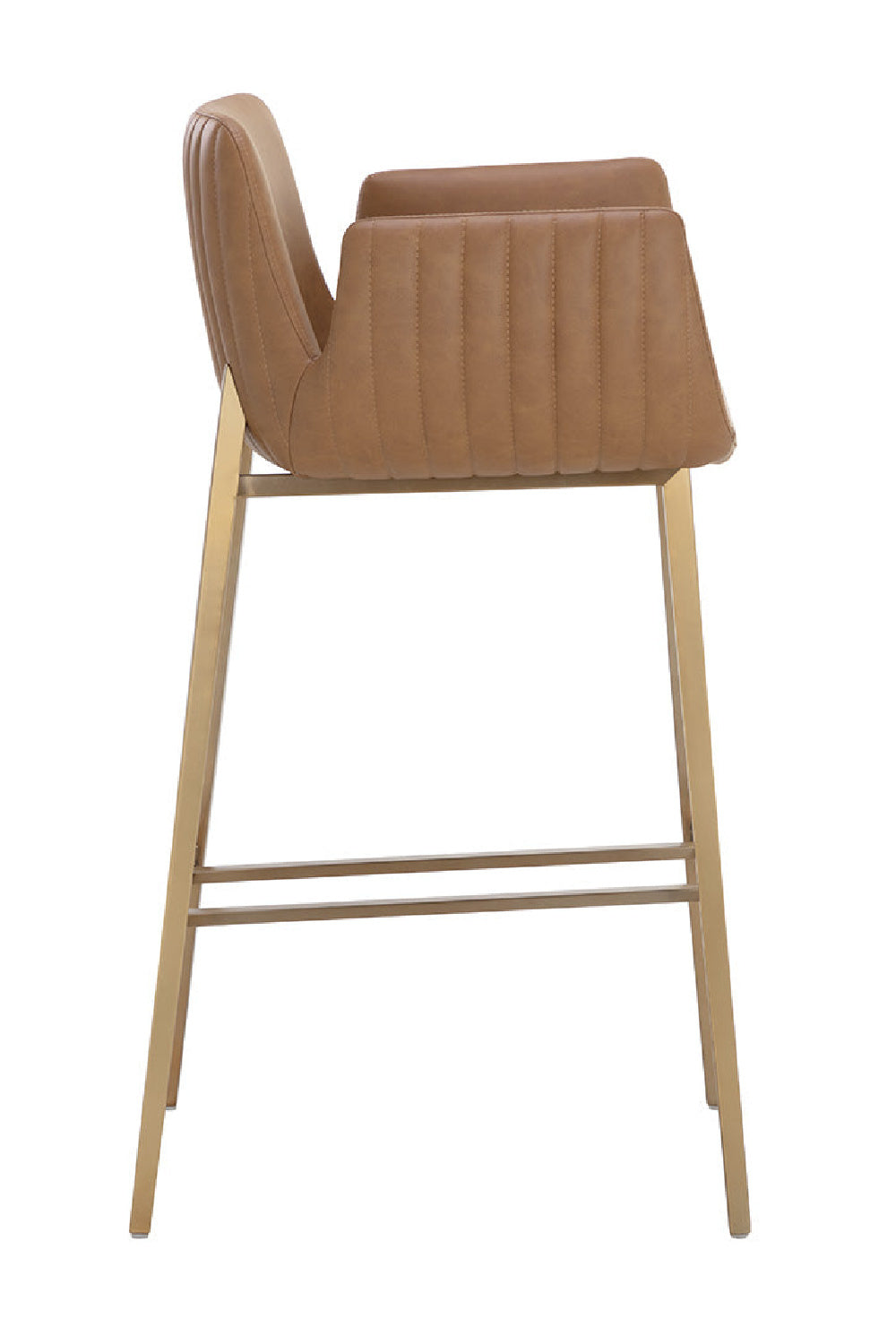 Modern European furniture - Leather-Look Channeled Arm Bar Stool - www.oroa.com