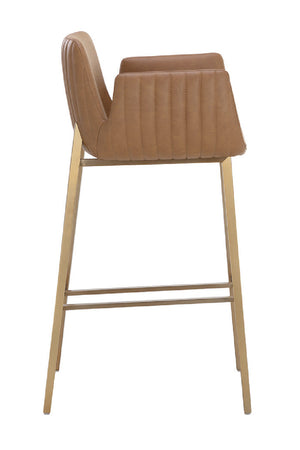Modern European furniture - Leather-Look Channeled Arm Bar Stool - www.oroa.com