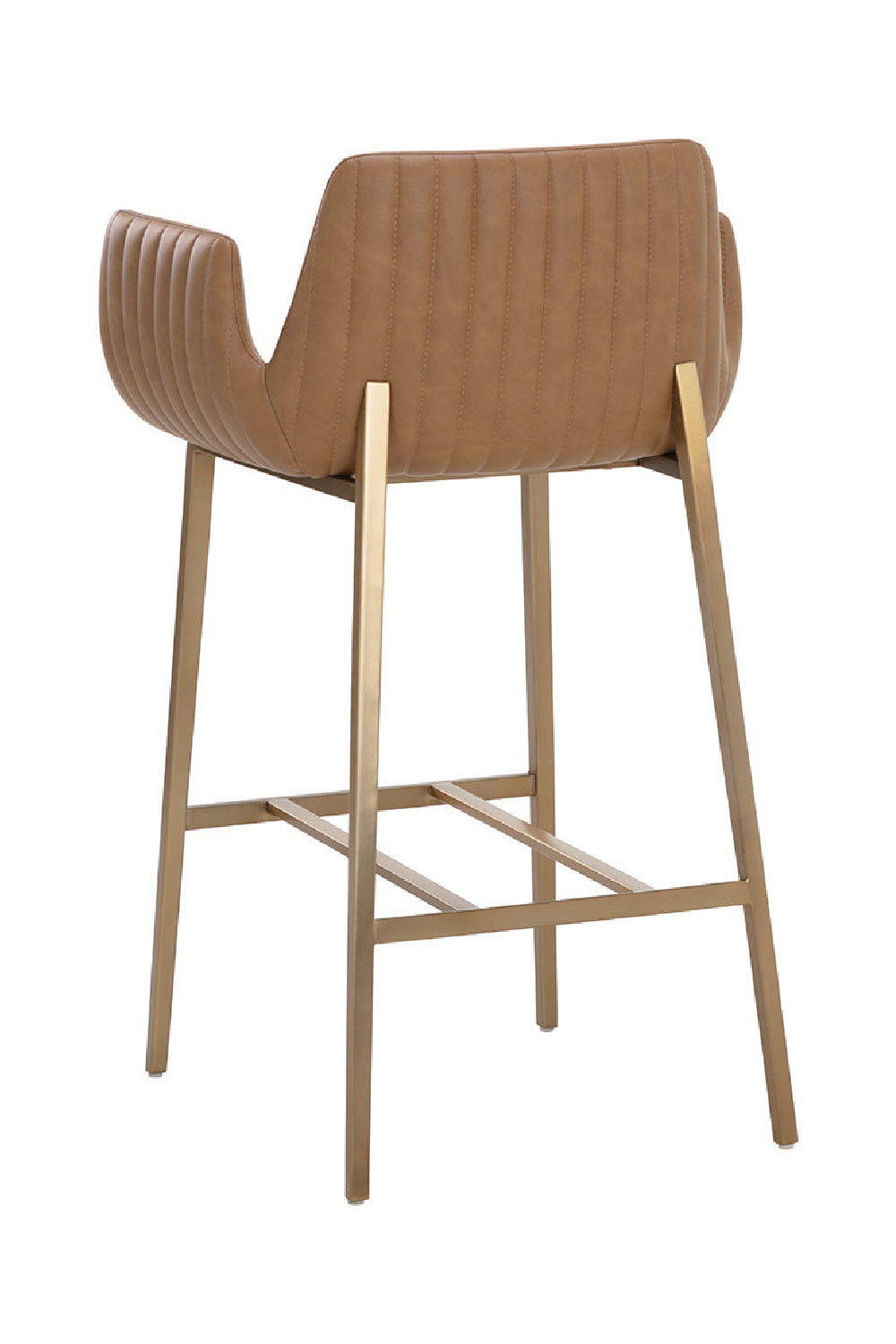 Modern European furniture - Leather-Look Channeled Arm Bar Stool - www.oroa.com