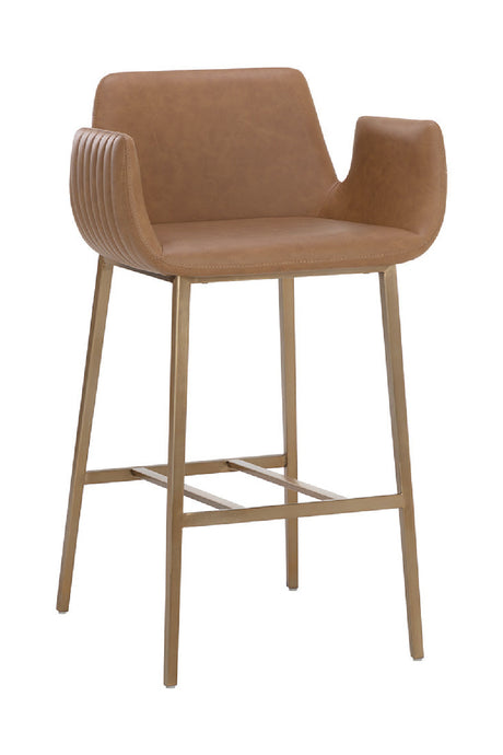 Modern European furniture - Leather-Look Channeled Arm Bar Stool - www.oroa.com