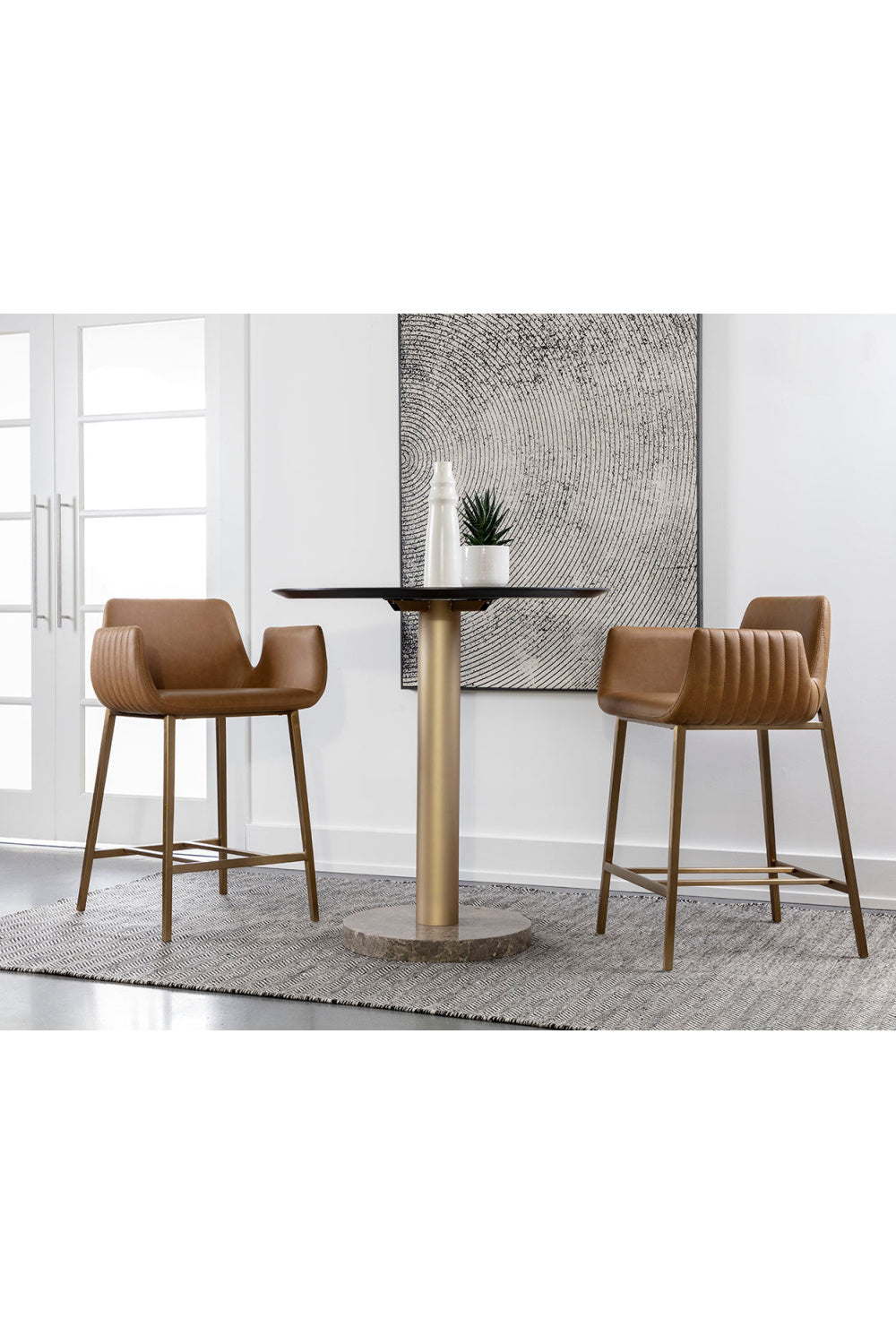 Modern European furniture - Leather-Look Channeled Arm Counter Stool - www.oroa.com