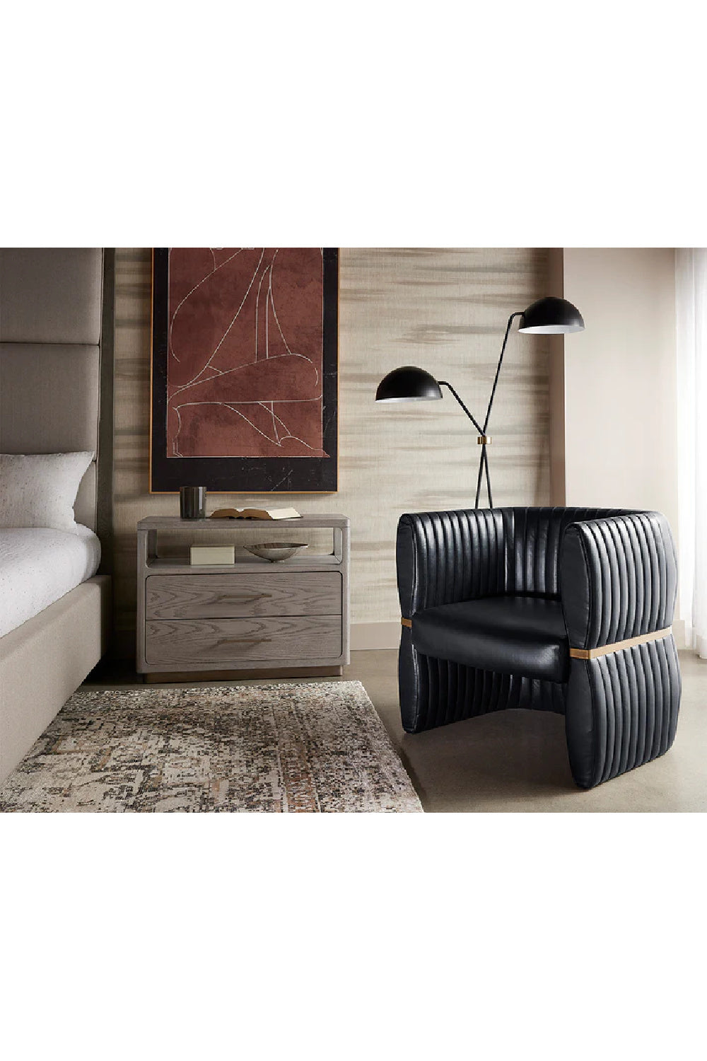 Modern European furniture - Leather Channeled Lounge Chair - www.oroa.com