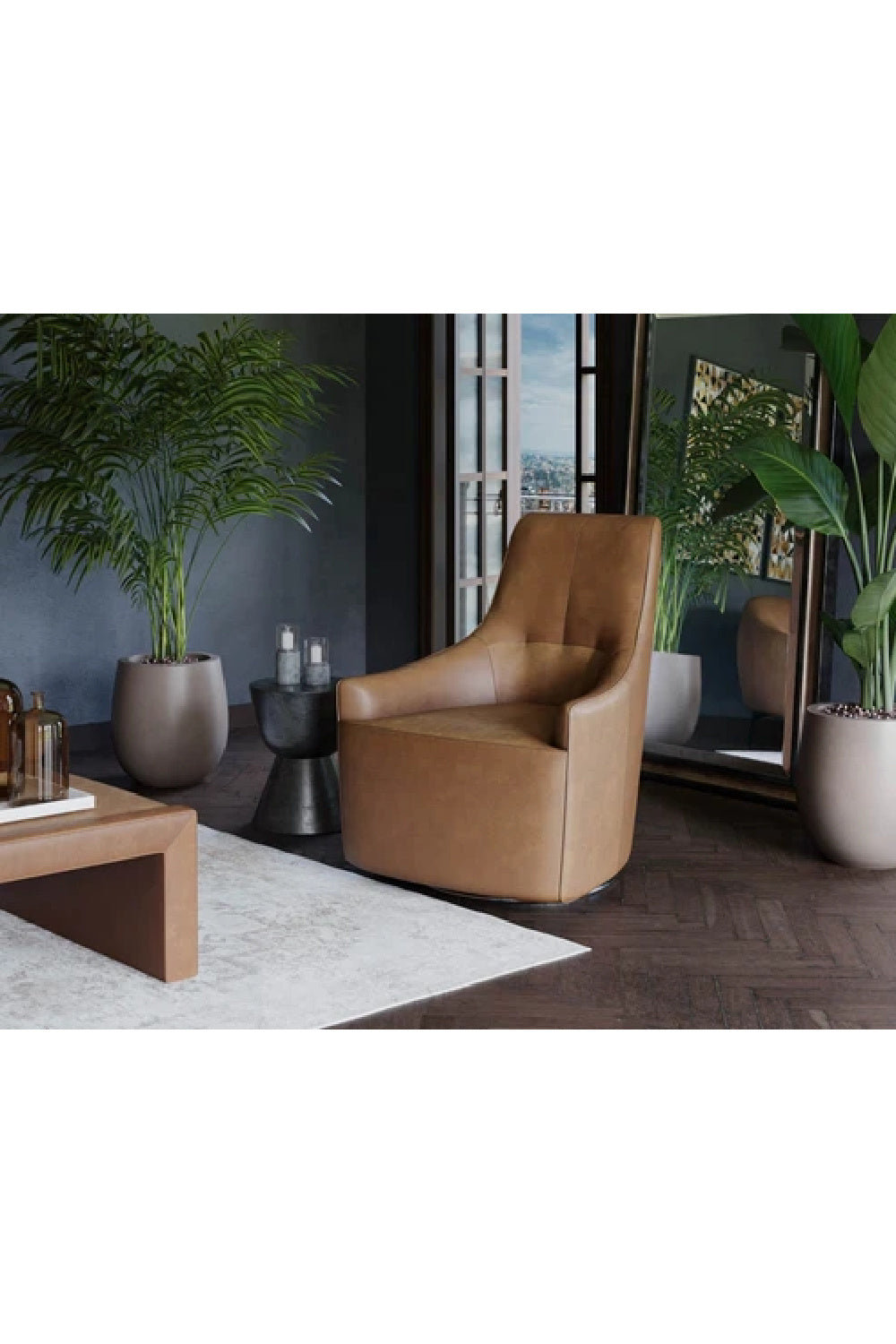 Modern European furniture - High Back Leather Swivel Chair - www.oroa.com