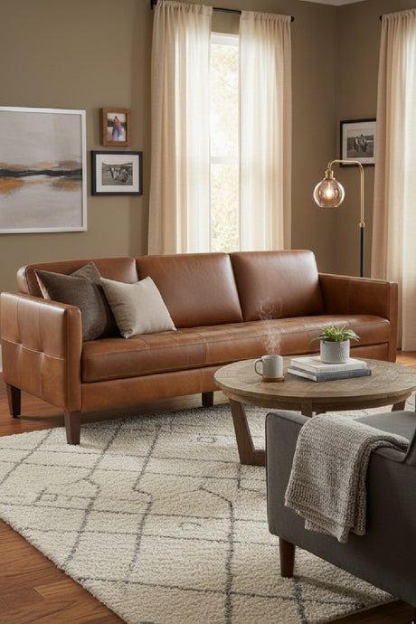 Modern European furniture - Brown Italian Leather Sofa - www.oroa.com