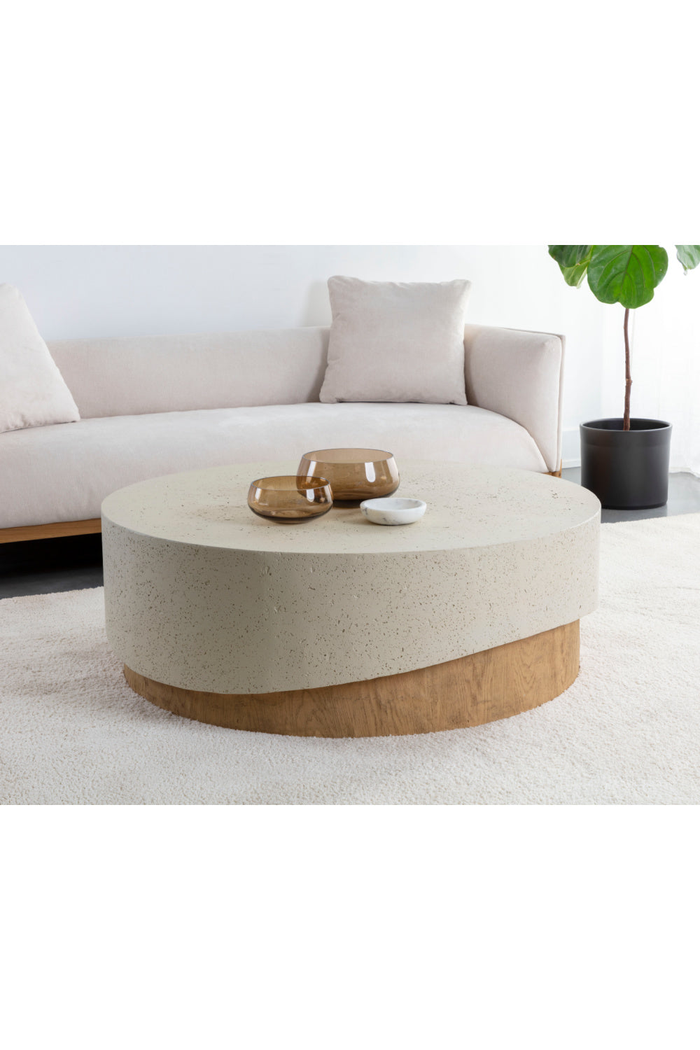 Modern European furniture - Cream Concrete Indoor/Outdoor Coffee Table - www.oroa.com