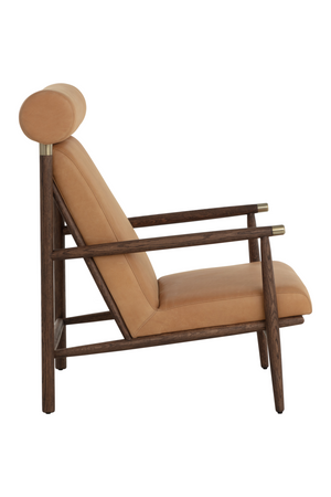 Modern European furniture - Oak Framed Leather Lounge Chair - www.oroa.com
