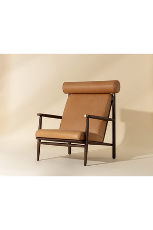 Modern European furniture - Oak Framed Leather Lounge Chair - www.oroa.com