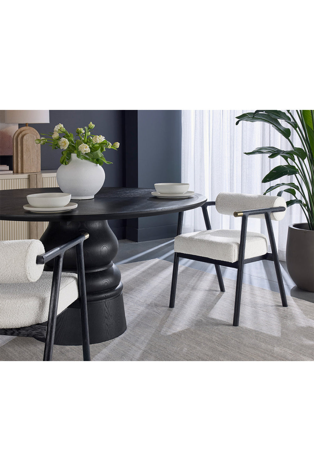   Modern European furniture - White Boucle Dining Armchair - www.oroa.com | Oroa.com
