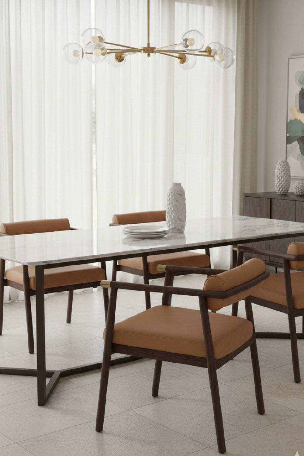Modern European furniture - Brown Leather Dining Armchair - www.oroa.com