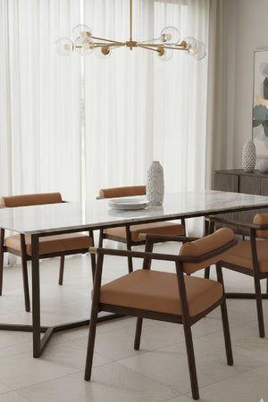 Modern European furniture - Brown Leather Dining Armchair - www.oroa.com