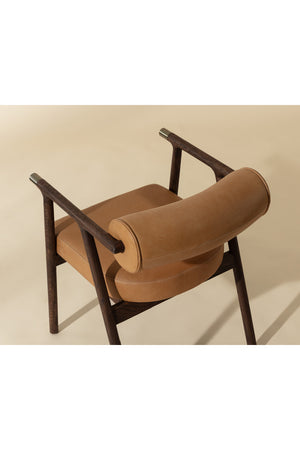 Modern European furniture - Brown Leather Dining Armchair - www.oroa.com