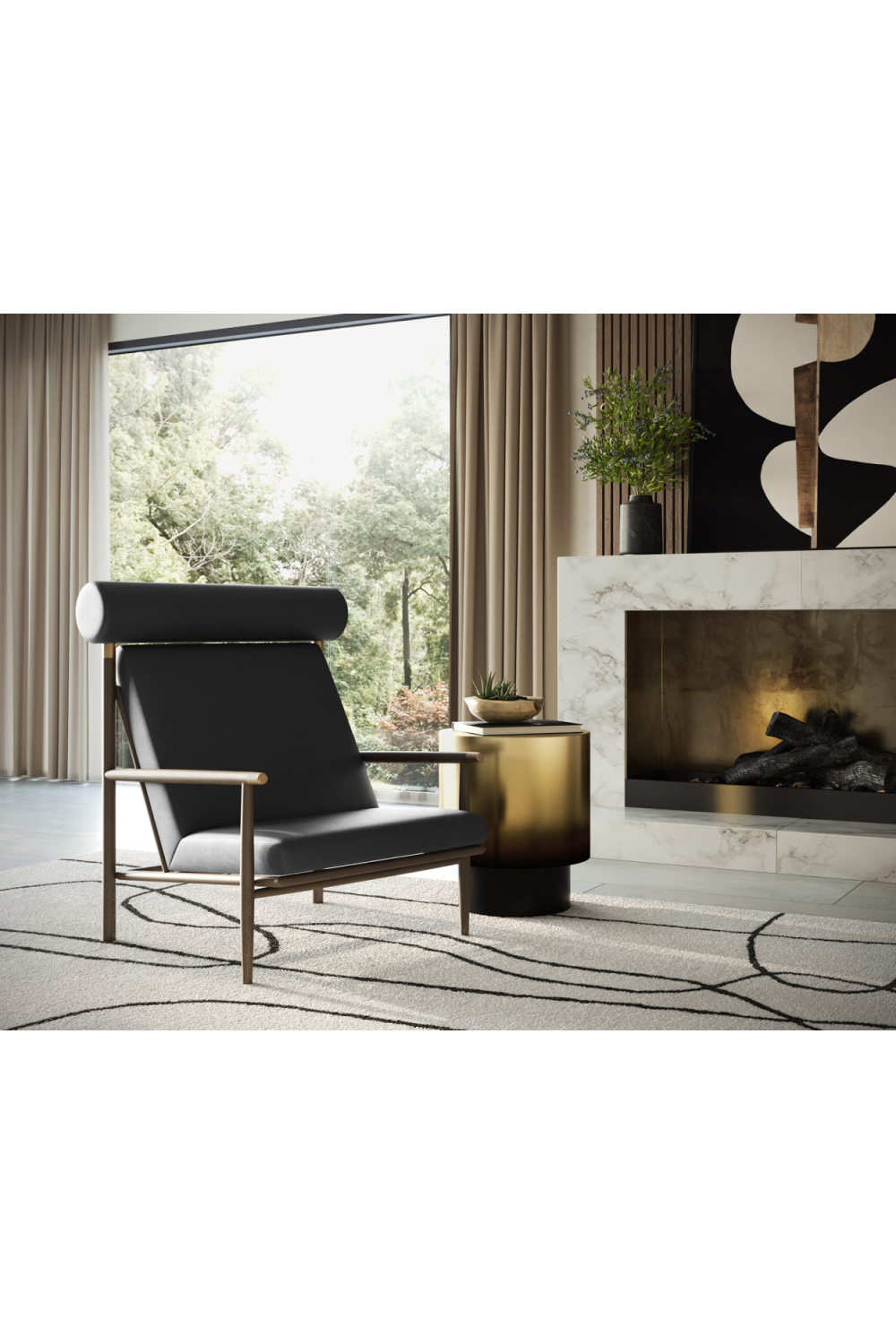 Modern European furniture - Oak Framed Leather Lounge Chair - www.oroa.com