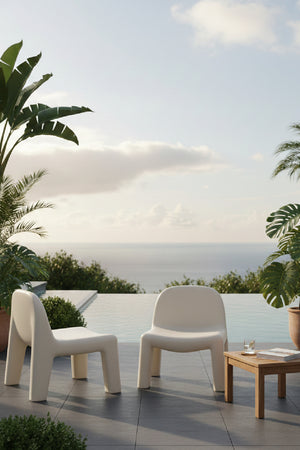 Modern European furniture - Cream Concrete Indoor/Outdoor Lounge Chair - www.oroa.com